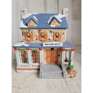 Vintage bed and breakfast ceramic people light up village accessory Xmas